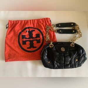 Authentic Tory Burch black leather crossbody purse